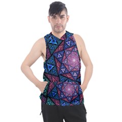 Purple Psychedelic Art Pattern Mosaic Design Fractal Art Men s Sleeveless Hoodie by Bedest