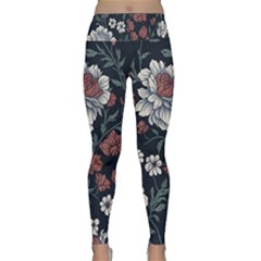 Flower Pattern Lightweight Velour Classic Yoga Leggings by Bedest