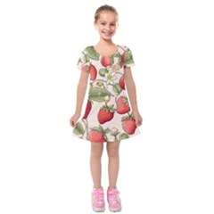 Strawberry Fruit Kids  Short Sleeve Velvet Dress by Bedest