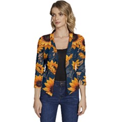 Flower Pattern Spring Women s Casual 3/4 Sleeve Spring Jacket by Bedest