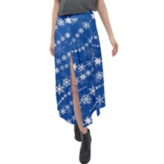 Snowflakes Winter Background Velour Split Maxi Skirt by Proyonanggan