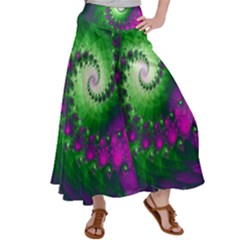 Fractal Spiral Purple Art Green Art Women s Satin Palazzo Pants by Proyonanggan