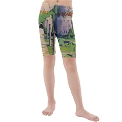 Painting Scenery Kids  Mid Length Swim Shorts by Sarkoni