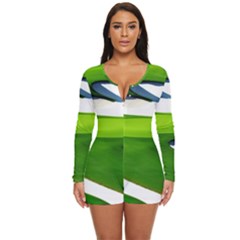 Golf Course Par Green Long Sleeve Boyleg Swimsuit by Sarkoni