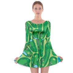 Golf Course Par Golf Course Green Long Sleeve Skater Dress by Sarkoni