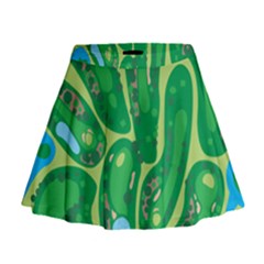 Golf Course Par Golf Course Green Mini Flare Skirt by Sarkoni