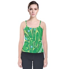 Golf Course Par Golf Course Green Velvet Spaghetti Strap Top by Sarkoni