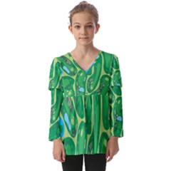 Golf Course Par Golf Course Green Kids  V Neck Casual Top by Sarkoni