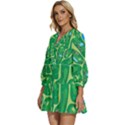 Golf Course Par Golf Course Green V-Neck Placket Mini Dress View2