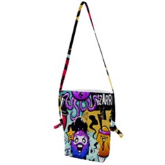 Cartoon Graffiti, Art, Black, Colorful, Wallpaper Folding Shoulder Bag by nateshop