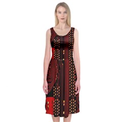 Technology Computer Circuit Midi Sleeveless Dress by Sarkoni