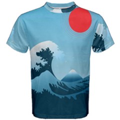 Minimalism Great Wave Off Kanagawa Men s Cotton T-shirt by Sarkoni