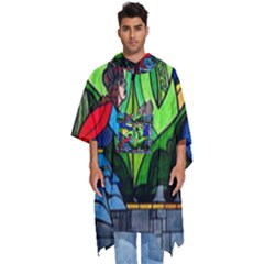 Beauty And The Beast Stained Glass Rose Men s Hooded Rain Ponchos by Sarkoni