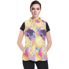 Watercolors Flowers Women s Puffer Vest by LalyLauraFLM