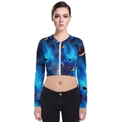 3d Universe Space Star Planet Long Sleeve Zip Up Bomber Jacket by Grandong