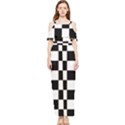 Black White Chess Board Draped Sleeveless Chiffon Jumpsuit View1