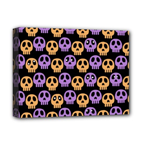 Halloween Skull Pattern Deluxe Canvas 16  X 12  (stretched)  by Ndabl3x