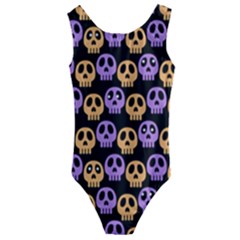 Halloween Skull Pattern Kids  Cut-out Back One Piece Swimsuit by Ndabl3x