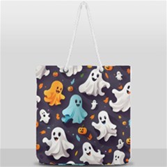 Ghost Pumpkin Scary Full Print Rope Handle Tote (large) by Ndabl3x