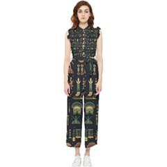 Hieroglyphs Space Women s Frill Top Chiffon Jumpsuit by Ndabl3x