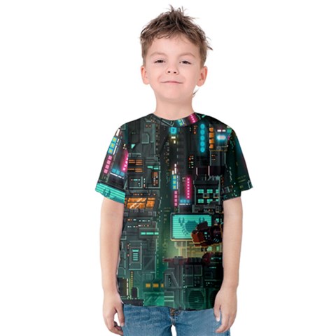 Video Game Pixel Art Kids  Cotton T-shirt by Sarkoni