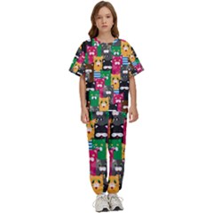 Cats Funny Colorful Pattern Texture Kids  T-shirt And Pants Sports Set by Grandong
