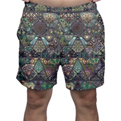 Digital Art Triangle Pattern Texture Mosaic Men s Shorts by Grandong