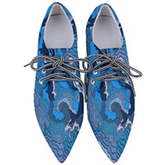 Blue Moving Texture Abstract Texture Pointed Oxford Shoes by Grandong