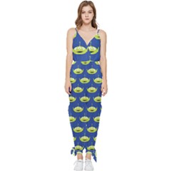 Alien Pattern Sleeveless Tie Ankle Chiffon Jumpsuit by Ndabl3x