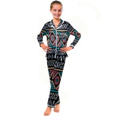 Aztec Wallpaper Kids  Satin Long Sleeve Pajamas Set by nateshop