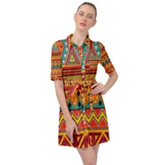 Aztec Belted Shirt Dress by nateshop