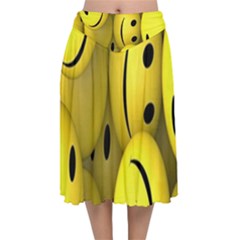 Emoji, Colour, Faces, Smile, Wallpaper Velvet Flared Midi Skirt by nateshop