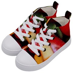 Fruits, Food, Green, Red, Strawberry, Yellow Kids  Mid-top Canvas Sneakers by nateshop