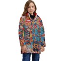 Comic Cartoon Pattern Kids  Hooded Longline Puffer Jacket View1