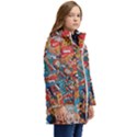 Comic Cartoon Pattern Kids  Hooded Longline Puffer Jacket View2