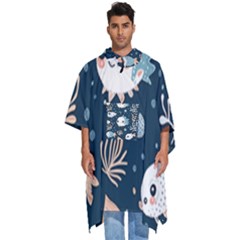 Fish Pattern Men s Hooded Rain Ponchos by Valentinaart