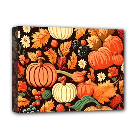 Thanksgiving Pattern Deluxe Canvas 16  X 12  (stretched)  by Valentinaart