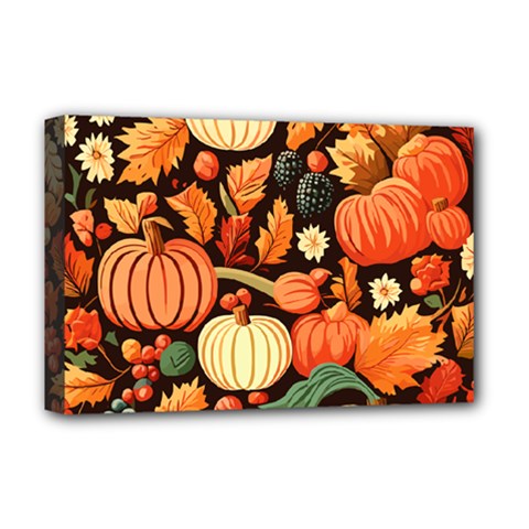 Thanksgiving Pattern Deluxe Canvas 18  X 12  (stretched) by Valentinaart