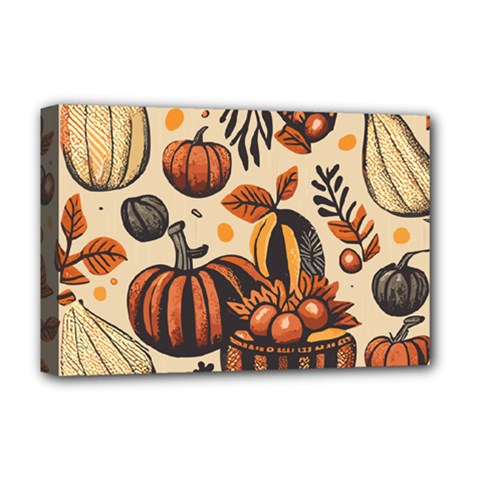 Thanksgiving Pattern Deluxe Canvas 18  X 12  (stretched) by Valentinaart