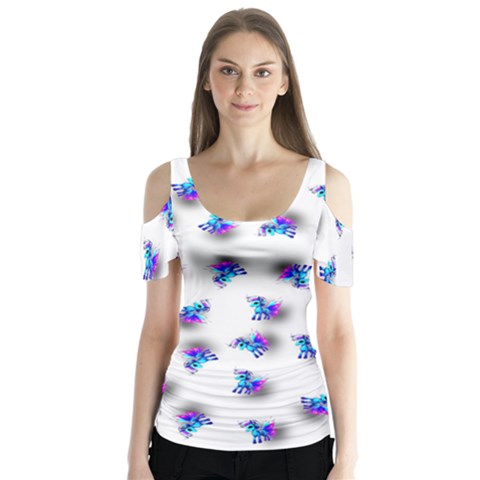 Last Unicorn  Butterfly Sleeve Cutout T-shirt  by Internationalstore