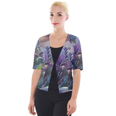 Abstract Blossoms  Cropped Button Cardigan by Internationalstore