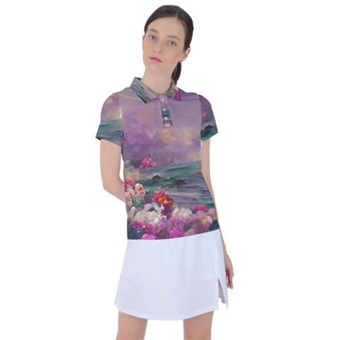 Abstract Flowers  Women s Polo T-shirt by Internationalstore