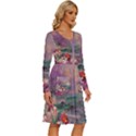 Abstract Flowers  Long Sleeve Dress With Pocket View3