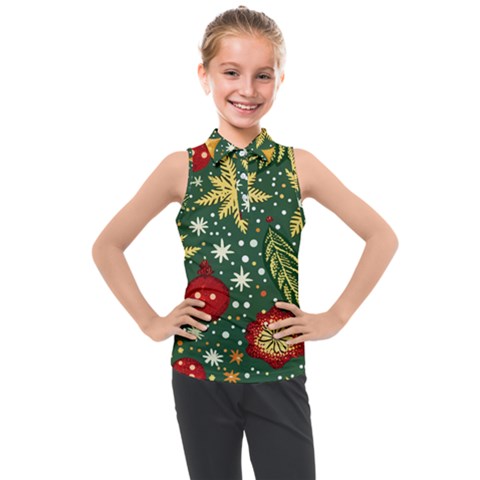 Christmas Pattern Kids  Sleeveless Polo T-shirt by Valentinaart