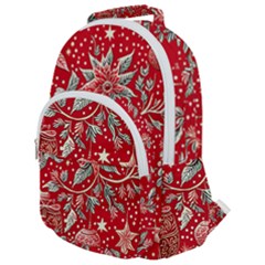 Christmas Pattern Rounded Multi Pocket Backpack by Valentinaart