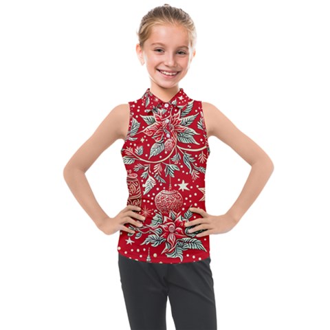 Christmas Pattern Kids  Sleeveless Polo T-shirt by Valentinaart