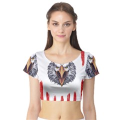 Usa Soccer T- Shirt U S A Patriotic American Flag Soccer Ball Football T- Shirt (1) Short Sleeve Crop Top by ZUXUMI