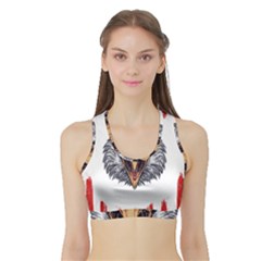 Usa Soccer T- Shirt U S A Patriotic American Flag Soccer Ball Football T- Shirt (1) Sports Bra With Border by ZUXUMI