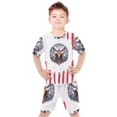 Usa Soccer T- Shirt U S A Patriotic American Flag Soccer Ball Football T- Shirt (1) Kids  T-shirt And Shorts Set by ZUXUMI