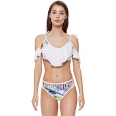 Venice T- Shirt Venice Voyage Art Digital Painting Watercolor Discovery T- Shirt (4) Ruffle Edge Tie Up Bikini Set	 by ZUXUMI